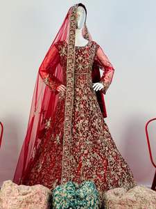 Elegante vestido de fiesta de tela neta con Dupatta-Vestido de novia de diseñador para mujer de proveedor indio - Product Image 2