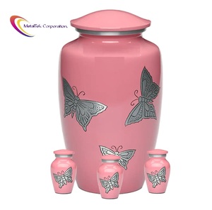 Urne de crémation en aluminium papillon personnalisée classique rouge souvenir adulte mémorial cendres bocaux fournitures funéraires urnes fabricant - Product Image 6