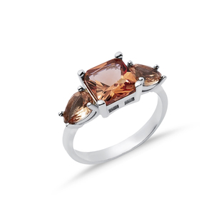 Anillo de racimo de piedra de sultanita de pera cuadrada de 8x8mm, joyería de plata de ley 925 chapada en rodio para comprador mayorista - Product Image 3