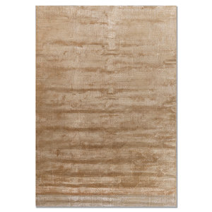 Alfombra Azalea Gold de Lana y Seda de Bambú Anudada a Mano, 10 mm de Grosor, Patrón Geométrico Abstracto, Rectangular, para Pasillo, Uso Doméstico - AIWB-3059 - Product Image 1