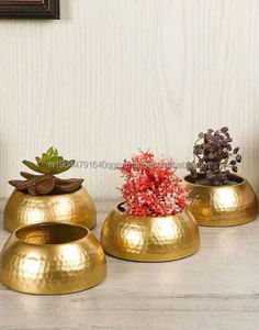 Juego de 4 macetas decorativas con forma de cuenco de oro martillado decorativas de gran venta - Product Image 6