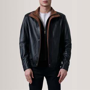 Genuine <b>Sheepskin</b> Leather Reversible Zippered Bomber <b>Jacket</b>-XS Size Water Proof Men's Moto Biker Style Solid Pattern Quilted - Product Image 1