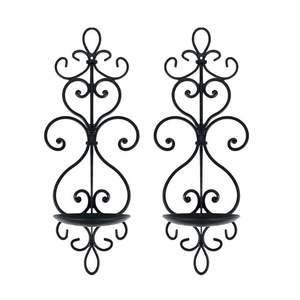 Bougeoir mural élégant en métal noir Design décoratif moderne pour la maison pour la chambre, le salon et l'hôtel - Product Image 2