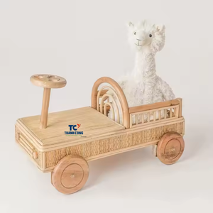 สินค้ามาใหม่รถลากหวายสีธรรมชาติร่าเริงของเล่นเหมาะสำหรับเป็นของขวัญวันเกิดสำหรับเด็กและของตกแต่งห้องเด็กเล่น - Product Image 2