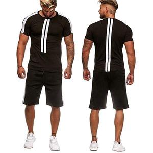 Ensemble T-shirt et short d'été en coton Ensemble unisexe deux pièces short et chemise pour hommes Ensemble short et short pour hommes avec logo personnalisé - Product Image 4