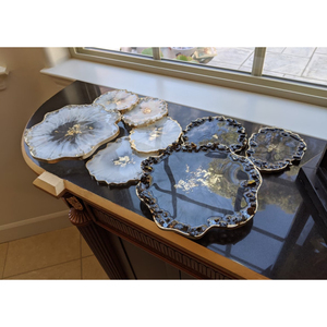 Ensemble de 2 sous-verre à thé en forme de fleur Tapis de table et sous-verre en acrylique transparent de grande qualité - Product Image 3