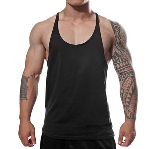 Débardeurs d'été décontractés pour hommes Chemise d'entraînement respirante en coton Gym Fitness Coupe ample Bodybuilder Singlet Logo personnalisé Tricoté à l'arrière - Product Image 1