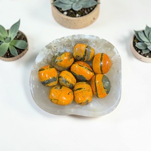 Piedra Natural Pulida de Jaspe Naranja Negro Indonesio, Pequeña Placa de Piedra Rodada con Patrón, Feng Shui, Jade, Cristal, Ágata, Amatista - Product Image 3