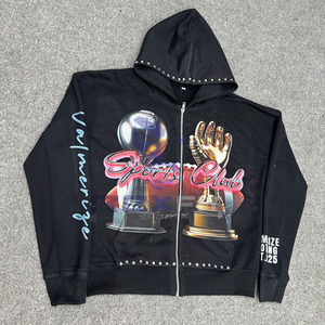 Bon matériel Odm Services la plus demandée fermeture éclair sweat à capuche bouffée imprimé fabriqué en usine pas cher prix sweats à capuche hommes sweats à capuche - Product Image 6