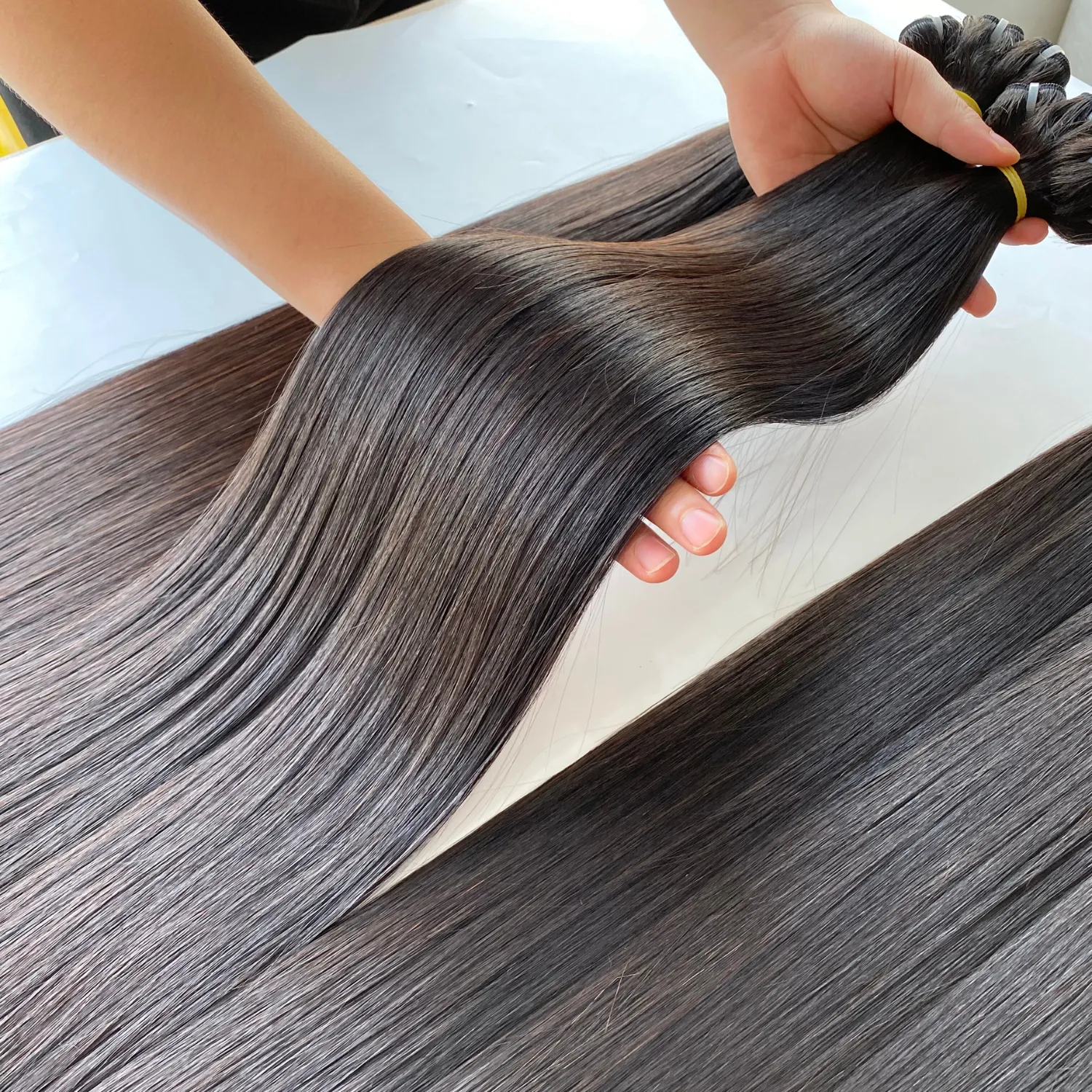 Full Length Top Quality 1B Black Color Bone Straight Weft Bundles 100% Real Raw Virgin Vietnamese Human Hair Extensions