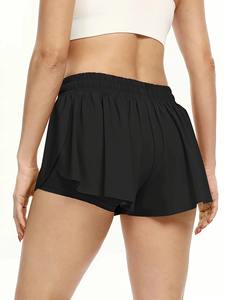 Short chaud élastique taille haute pour femme Couleur unie Slim Fit Sports et Yoga Short portable à l'extérieur - Product Image 2