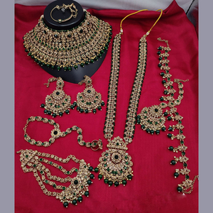 ชุดเจ้าสาวชุบทองสำหรับเจ้าสาวและเพื่อนเจ้าสาวสไตล์ชาติพันธุ์ประดับด้วยหินคริสตัลประกายและลูกปัด - Product Image 2