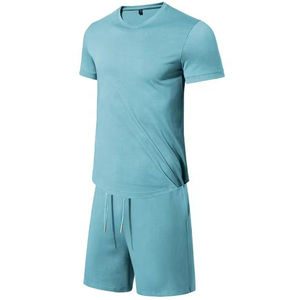 Logo personnalisé 2025 hommes ensembles courts et t-shirts polyester coton mode été col rond t-shirts ensembles de shorts ensembles de shorts décontractés - Product Image 6