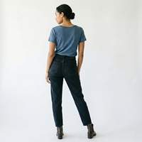 T-shirt décontracté pour femme en spandex/coton à col en V et manches courtes - Coupe classique printemps/été