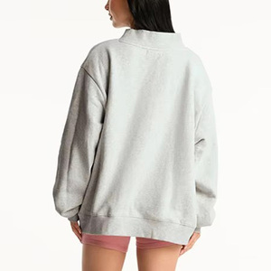 Pull à col rond en coton doux surdimensionné pour femmes sweat-shirt brodé personnalisé hiver Streetwear polaire avec logo avant - Product Image 2