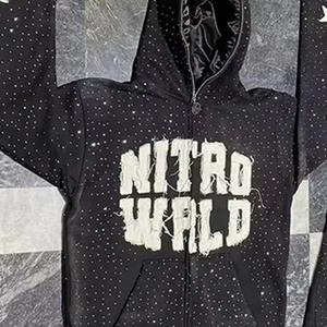 Premium All over Rhinestone Tracksuits for Men Streetwear Distressed Customized Printing Oversized Baggy Hoodie <b>Sweatpants</b> <b>Set</b> - Product Image 2