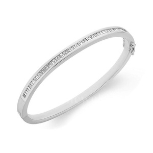 Brazalete de lujo moderno para mujer con elegante corte Baguette diamante amarillo oro blanco rosa piedra de circón para regalos de fiesta de boda - Product Image 4