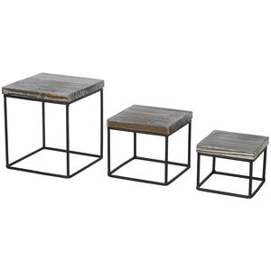 Venta al por mayor de estilo vintage de madera cuadrada superior con base metálica negra soporte para pasteles en precio razonable - Product Image 1