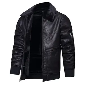 SA personalizado al por mayor chaqueta de cuero de invierno de lana de imitación de cuero chaqueta de la motocicleta caliente Cuello de piel abrigo de Aviador 2023