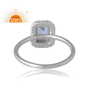 Anillo de piedras preciosas de Topacio Azul Natural Chapado en paladio de plata esterlina de último diseño, joyería personalizada para mujer, regalo para ella - Product Image 2
