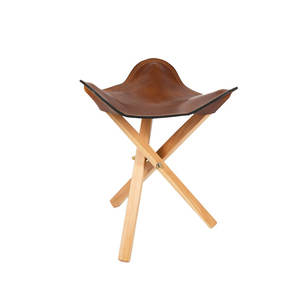 Taburete Plegable de Cuero Vacuno de Alto Rendimiento con Patas de Madera de Alta Calidad, Silla de Caza, Soporte para Lámpara de Pesca y Camping al Aire Libre - Product Image 3
