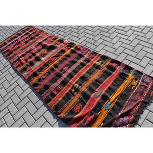 Alfombra de lana negra Roja turca Vintage, 31x105 pies, área grande, patrón de rompecabezas, alfombras rectangulares de pasillo para adolescentes, látex de 10mm de espesor - Product Image 4