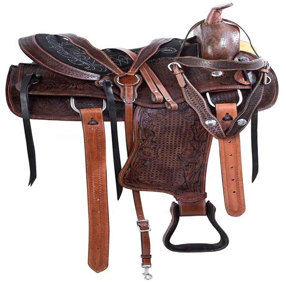 Sac De Selle En Cuir Ordinaire Occidental, Quincaillerie En Acier, Neuf (fabrication Inde)
