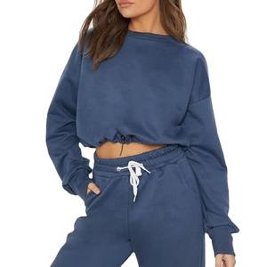 Conjunto de Sudadera con capucha de algodón suave para mujer, sudadera lavable con hombros caídos y ropa de calle cómoda para uso diario para invierno - Product Image 1