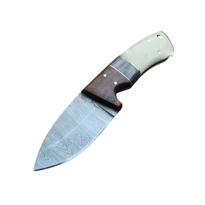Cuchillo Skinner de acero de Damasco hecho a mano con Funda de cuero Mini cuchillo Skinner regalo para él regalo del Día del Padre. - Product Image 5