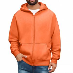 Automne hiver veste 100% coton nouveau à la mode couleur Pure à capuche poches avant chaud fermeture éclair confortable sweat manteau pour hommes - Product Image 3