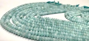 Haute qualité 8mm aigue-marine Quartz Rondelle perles lisse bleu pierres précieuses brins 8 pouces de Long pour bijoux pierre perles en vrac - Product Image 2