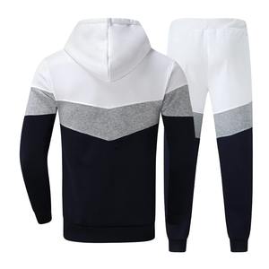 Haute qualité hommes sport Jogging décontracté deux pièces grande taille ensemble costume à capuche col solide motif Logo personnalisé survêtement - Product Image 4