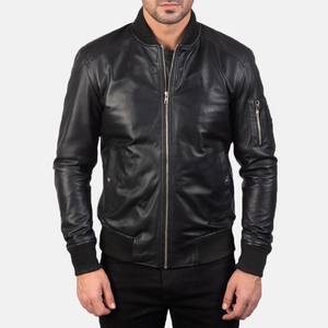 <b>Men's</b> High Street Style 100% Breathable Leather <b>Jacket</b> Comfortable Zipper & Stand Collar Casual Winter Wear - Product Image 3