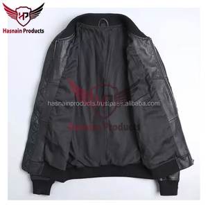 Chaqueta de cuero de bombardero cortavientos para hombre bordada personalizada, ropa de abrigo de invierno cálida de alta calidad con nuevas características de diseño - Product Image 3