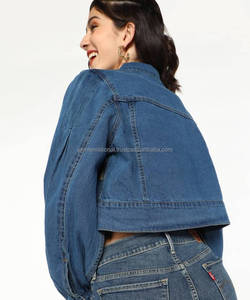 แจ็กเก็ตยีนส์แบบติดกระดุมของผู้หญิงเสื้อครอปแบบลำลองแขนยาวเสื้อแจ็คเก็ตยีนส์สำหรับผู้หญิงขายส่งและกำหนดเองได้เทรนด์ใหม่ - Product Image 2