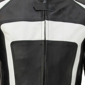 Chaqueta de moto de cuero blanco y negro clásico para hombre, diseño deportivo con protección óptima, perfecta para ciclistas, chaqueta para bicicleta - Product Image 6