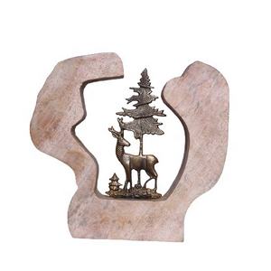 High Selling Aluminum Christmas Theme Brass Antique Finished on <b>Wooden</b> Rock Handcrafted Best Christmas Decorative Gifts for <b>Sale</b> - Product Image 1