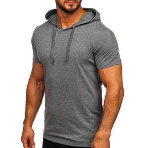 Offre Spéciale chemise de sport légère pour hommes T-shirt de fitness d'entraînement personnalisé avec capuche quantité minimale de commande bas motif solide T-shirts à capuche pour hommes - Product Image 3