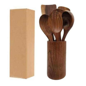 Soporte para Utensilios de Cocina de Madera Maciza de Acacia, Pulido Espejo, Duradero y Ecológico, para Cucharas y Espátulas - Product Image 1