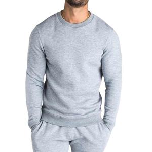 สเวตเชิ้ตคอกลมแขนยาวสำหรับผู้ชายสเวตเชิ้ตลำลองโอเวอร์ไซส์สีพื้น - Product Image 1