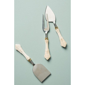 Juego de cubiertos de acero inoxidable de diseño, cubiertos de mesa con mango de bambú, accesorios de cocina, tabla de queso superior de madera de mármol - Product Image 6
