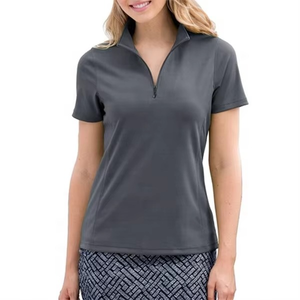 Ladies Girls Active Wear Short Sleeve <b>Zip</b> <b>Up</b> Women <b>Polo</b> Golf Summer Stylish Fashion T-shirt Sportswear Summer Wear Comfortable - Product Image 4