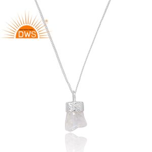 สร้อยคอจี้อัญมณีสีเงินสเตอร์ลิงสี925ลายพระจันทร์สีรุ้งธรรมชาติผลิตได้ตามต้องการ - Product Image 2