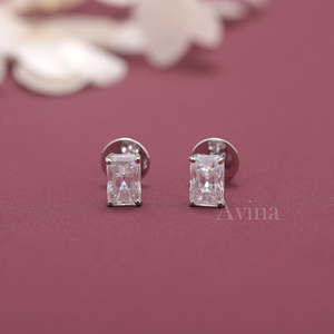 IGI Certified Lab Grown Diamond Radiant Cut <b>Stud</b> Earrings S925 Sterling Silver Rectangular Solitaire Diamond Earrings - Product Image 1