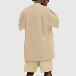 Acid Wash 100% algodón Casual Wear ropa de hombre Camiseta de gran tamaño y pantalones cortos Puff estampado Logo Twin Set chándal para hombres - Product Image 2