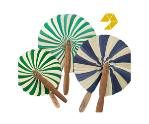 Abanico de Mano de Hoja de Coco, Abanico de Hoja de Palma Natural, Mango de Bambú Ecológico Colorido para Decoración de Bodas, Abanico de Palma de Coco de Vietnam - Product Image 1