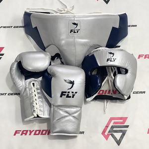 Juego de Boxeo Profesional FLY con Logotipo Personalizado, Disponible en Todos los Colores Azul y Plata, Guantes de Sparring OEM ODM, Protector de Cabeza y Ingle - Product Image 3