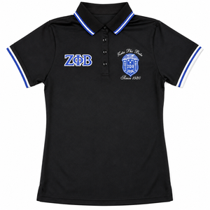 Polo de golf personnalisé pour femmes Zeta Phi Beta, 100 % coton, grande taille, logo brodé, uniforme d'équipe décontracté, vente en gros - Product Image 1