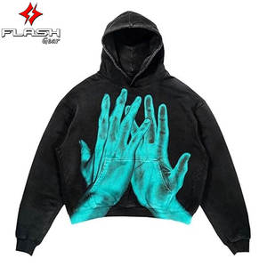 Sudadera con Capucha de Forro Polar de Poliéster Grueso de Alta Calidad con Estampado de Calavera Bordada Lavada de Invierno con Logotipo Personalizado para Hombre - Product Image 4