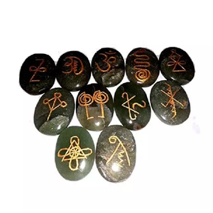 Piedra ovalada con forma de Aventurina verde Karuna de alta calidad, juego de Karuna de 11 piezas, piedras preciosas de cristal curativo natural, juego de Karuna al por mayor - Product Image 3
